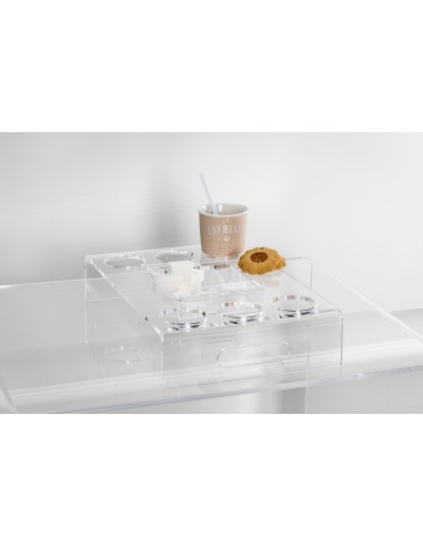 iPLEX Design - ""BON TON"" Vassoio 6 caffè - Trasparente - 30x6,5x24 cm