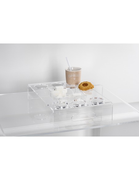 iPLEX Design - ""BON TON"" Vassoio 6 caffè - Trasparente - 30x6,5x24 cm