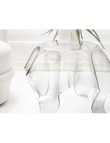 iPLEX Design - ""DRAPPEGGI"" Tavolo tondo basso Trasparente 60x60x45h cm - 60x45x cm