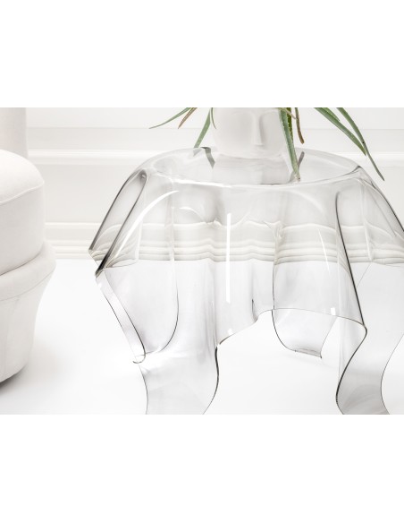iPLEX Design - ""DRAPPEGGI"" Tavolo tondo basso Trasparente 60x60x45h cm - 60x45x cm