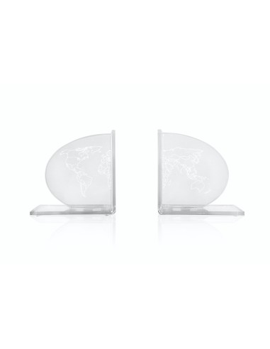 iPLEX Design - Set fermalibri ""PANGEA"" - Trasparente - 24,2x12,5x10 cm