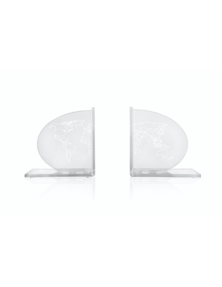 iPLEX Design - Set fermalibri ""PANGEA"" - Trasparente - 24,2x12,5x10 cm