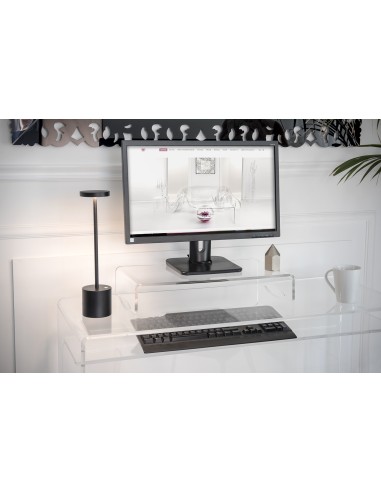 iPLEX Design - Supporto monitor ""OLY"" Trasparente - 49x8,5x25 cm