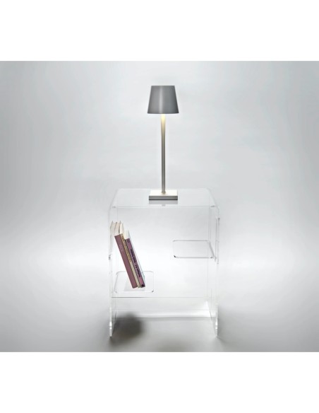iPLEX Design - Tavolino/Comodino ""ENAN"" Trasparente - 37x46x30 cm