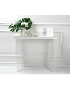 iPLEX Design - Consolle ""MAUGENIO"" Habitat bianco supremo - Trasparente/WOOD BIANCO - 100x86x32 cm 2