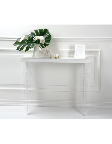 iPLEX Design - Consolle ""MAUGENIO"" Habitat bianco supremo - Trasparente/WOOD BIANCO - 100x86x32 cm