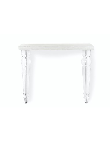 iPLEX Design - Consolle ""MAUGENIO"" Habitat bianco supremo - Trasparente/WOOD BIANCO - 100x86x32 cm