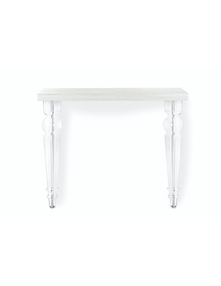 iPLEX Design - Consolle ""MAUGENIO"" Habitat bianco supremo - Trasparente/WOOD BIANCO - 100x86x32 cm