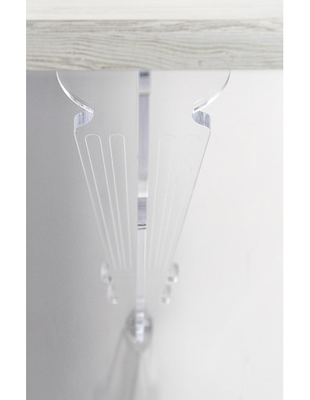 iPLEX Design - Consolle ""MAUGENIO"" Habitat bianco supremo - Trasparente/WOOD BIANCO - 100x86x32 cm