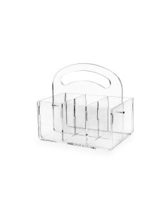 iPLEX Design - Serving P/Posate 6 Sedi Con Manico Trasparente in plexiglass - 28,5x13x21 cm