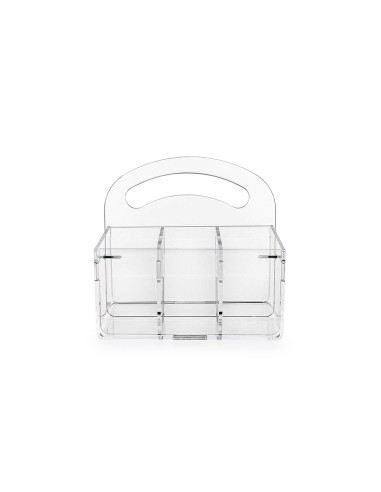 iPLEX Design - Serving P/Posate 6 Sedi Con Manico Trasparente in plexiglass - 28,5x13x21 cm