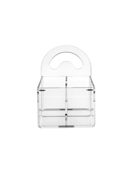 iPLEX Design - Serving P/Posate 4 Sedi Con Manico Trasparente in plexiglass - 21x21x14,5 cm