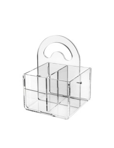 iPLEX Design - Serving P/Posate 4 Sedi Con Manico Trasparente in plexiglass - 21x21x14,5 cm