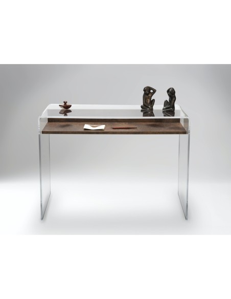 iPLEX Design - ""MOREMORE 18"" Scrivania Habitat corten - Trasparente/WOOD CORTEN - 100x75x40 cm