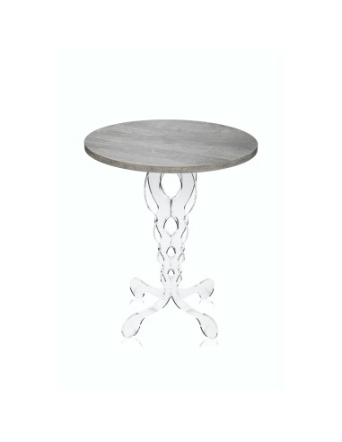 iPLEX Design - ""ARABESCO"" Tavolo medium Habitat grigio atrium - Trasparente/WOOD GRIGIO - 50x60x50 cm