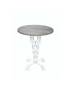 iPLEX Design - ""ARABESCO"" Tavolo medium Habitat grigio atrium - Trasparente/WOOD GRIGIO - 50x60x50 cm