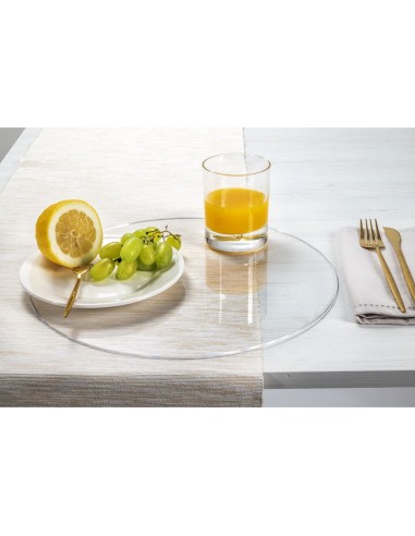 iPLEX Design - Serving Tovaglietta Tonda Trasparente in plexiglass - 33x0,3x33 cm