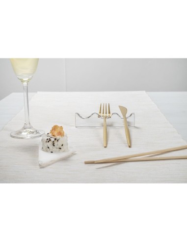 iPLEX Design - Serving Poggia Posate 3 Sedi Trasparente in plexiglass - 12x2,8x0,12 cm