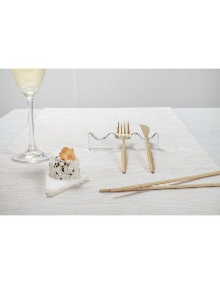 iPLEX Design - Serving Poggia Posate 3 Sedi Trasparente in plexiglass - 12x2,8x0,12 cm