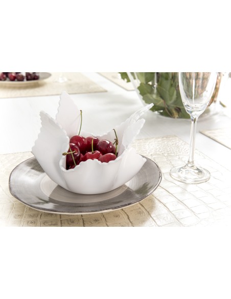 iPLEX Design - ""DRAPPEGGI Vaso SLIM DAISY"" bianco - 21x14x17 cm