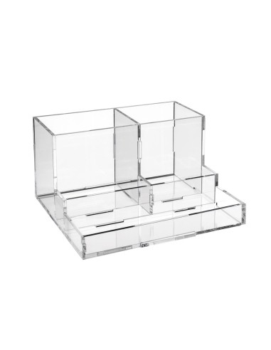 iPLEX Design - System Desk Organizer in plexiglass - Trasparente - 18,5x10x18,5 cm