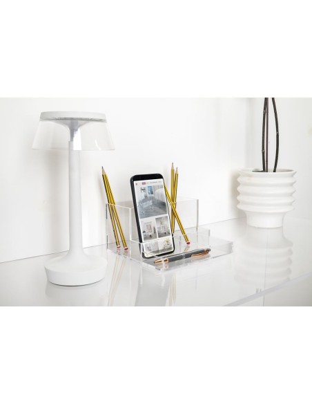 iPLEX Design - System Desk Organizer in plexiglass - Trasparente - 18,5x10x18,5 cm