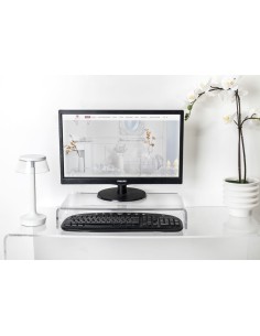 iPLEX Design - System Supporto Monitor Trasparente in plexiglass - 49,5x8x25 cm 2