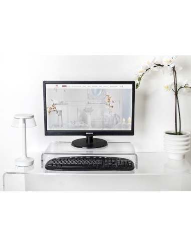 iPLEX Design - System Supporto Monitor Trasparente in plexiglass - 49,5x8x25 cm