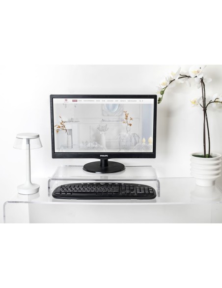 iPLEX Design - System Supporto Monitor Trasparente in plexiglass - 49,5x8x25 cm