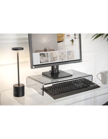 iPLEX Design - Supporto monitor ""OLY fume' - fumè Trasparente - 49x8,5x25 cm