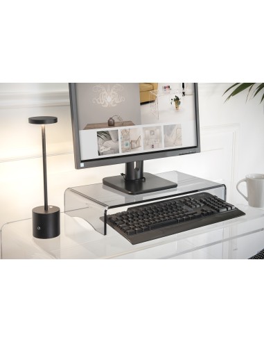 iPLEX Design - Supporto monitor ""OLY fume' - fumè Trasparente - 49x8,5x25 cm