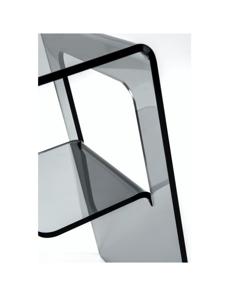 iPLEX Design - Tavolino/Comodino ""ENAN"" fume' - fumè Trasparente - 37x46x30 cm