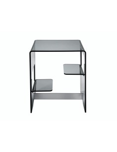 iPLEX Design - Tavolino/Comodino ""ENAN"" fume' - fumè Trasparente - 37x46x30 cm