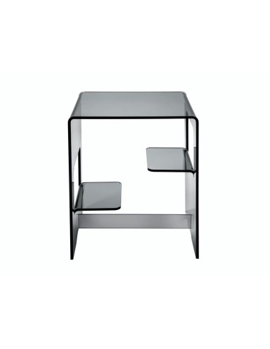 iPLEX Design - Tavolino/Comodino ""ENAN"" fume' - fumè Trasparente - 37x46x30 cm