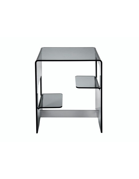 iPLEX Design - Tavolino/Comodino ""ENAN"" fume' - fumè Trasparente - 37x46x30 cm
