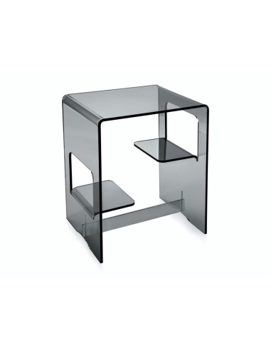 iPLEX Design - Tavolino/Comodino ""ENAN"" fume' - fumè Trasparente - 37x46x30 cm