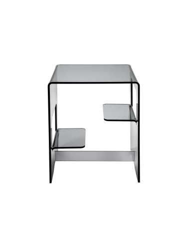 iPLEX Design - Tavolino/Comodino ""ENAN"" fume' - fumè Trasparente - 37x46x30 cm