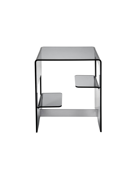 iPLEX Design - Tavolino/Comodino ""ENAN"" fume' - fumè Trasparente - 37x46x30 cm