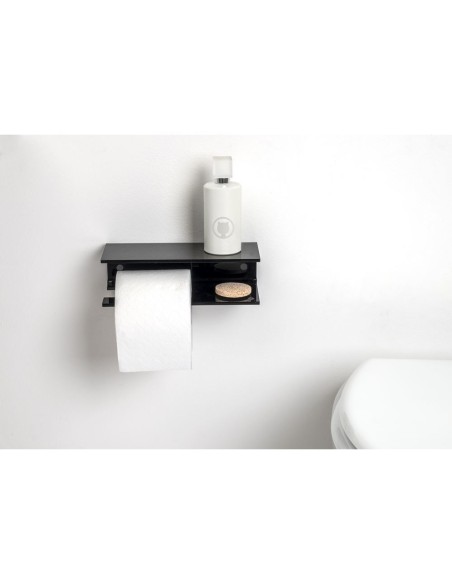 iPLEX Design - Calipso Portarotolo Nero in plexiglass - 23x7x10 cm
