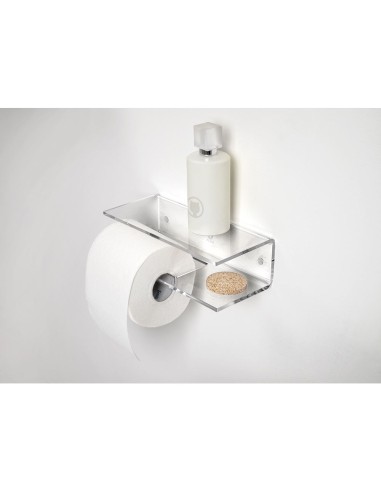 iPLEX Design - Calipso Portarotolo Trasparente in plexiglass - 23x7x10 cm