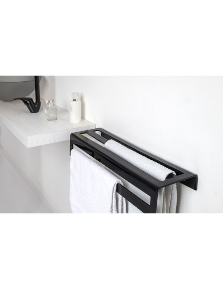 iPLEX Design - Calipso Portasciugamani L.600 Nero in plexiglass - 60x10x16 cm