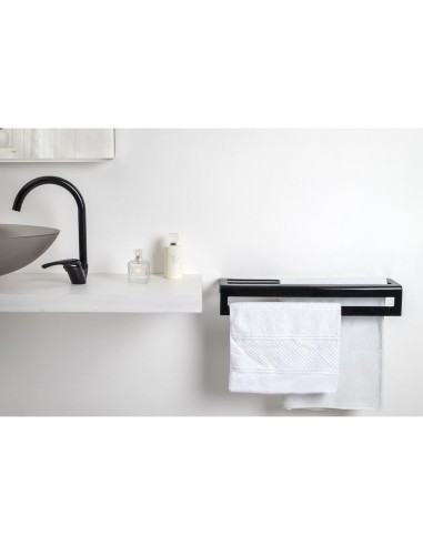 iPLEX Design - Calipso Portasciugamani L.600 Nero in plexiglass - 60x10x16 cm
