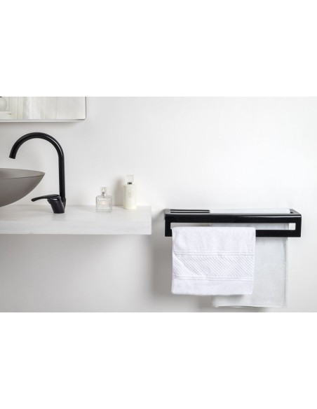 iPLEX Design - Calipso Portasciugamani L.600 Nero in plexiglass - 60x10x16 cm