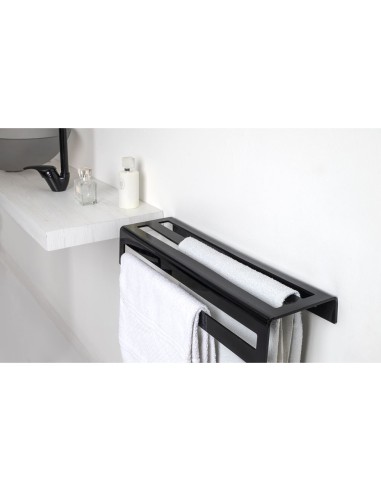 iPLEX Design - Calipso Portasciugamani L.600 Nero in plexiglass - 60x10x16 cm