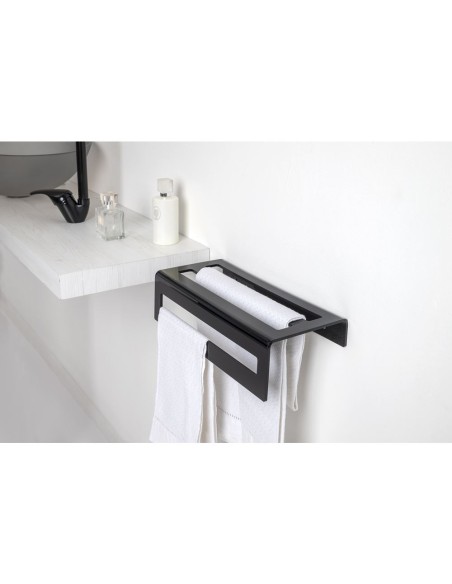 iPLEX Design - Calipso Portasciugamani L.370 Nero in plexiglass - 37x10x16 cm
