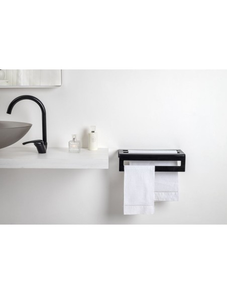 iPLEX Design - Calipso Portasciugamani L.370 Nero in plexiglass - 37x10x16 cm