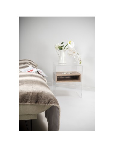 iPLEX Design - ""LYN"" TavolinoComodino Habitat rovere - Trasparente/marrone - 40x50x33 cm