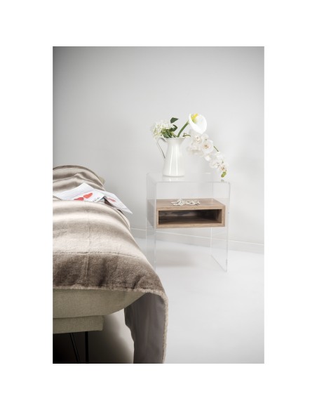 iPLEX Design - ""LYN"" TavolinoComodino Habitat rovere - Trasparente/marrone - 40x50x33 cm