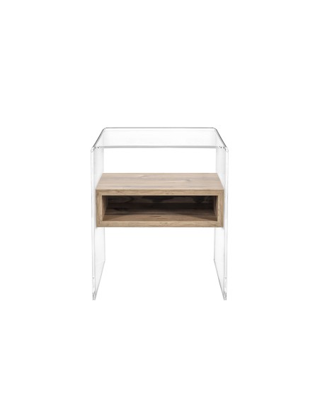 iPLEX Design - ""LYN"" TavolinoComodino Habitat rovere - Trasparente/marrone - 40x50x33 cm