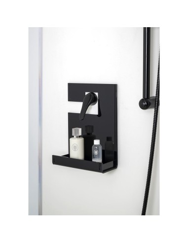 iPLEX Design - Calipso Mensola Doccia Gruccia Nero in plexiglass - 24x31,5x10 cm